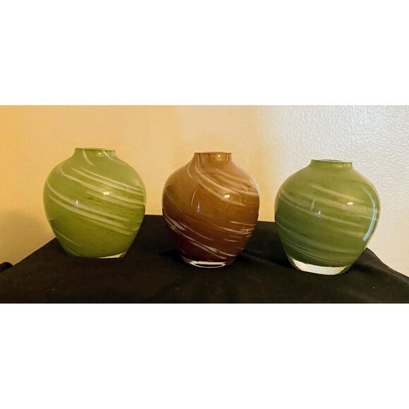 RARE Trio! Vintage Mid-Century Modern Art Glass Vases | Swirl Filigrana | MCM Ol - Picture 2 of 14